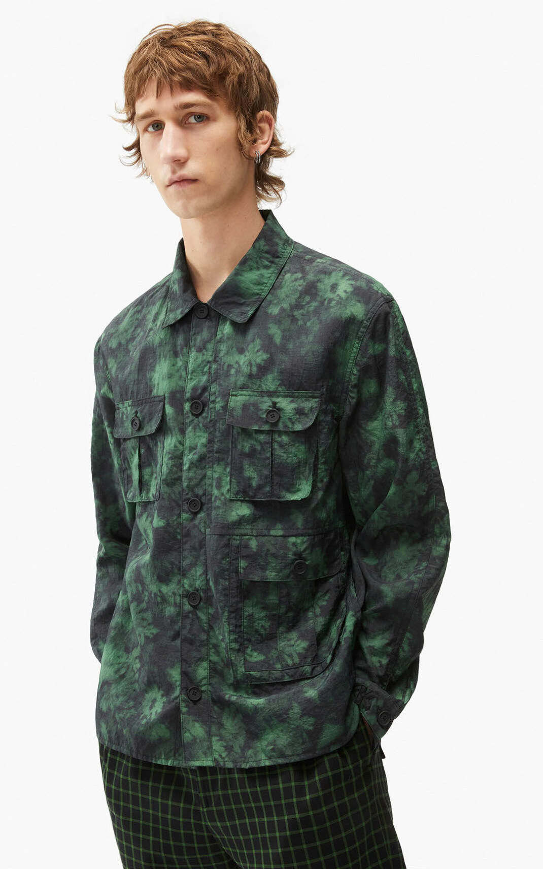 Kenzo Ghost Flower Camisa Hombre Verde Oscuro | 8732419-IU